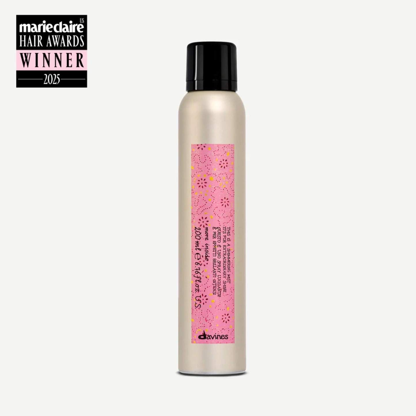 Davines This Is A Shimmering Mist, No Hold Shine & Gloss Spray - Adds Instant Shine & Velvety Feel - Anti-Frizz & Anti-Static Finish, 6.76 Fl Oz