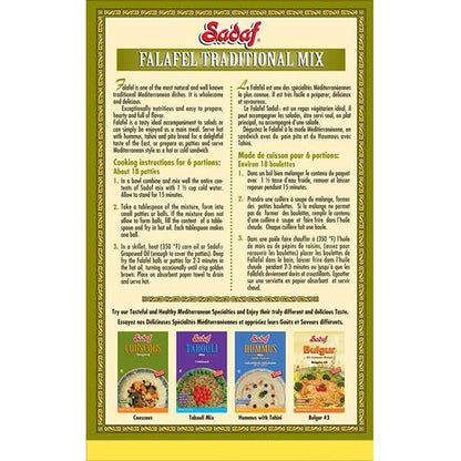 Sadaf Traditional Falafel Mix - Classic Middle Eastern Dish - Vegetarian Falafel - NO MSG - NO Artificial Preservatives - 12 Oz Box