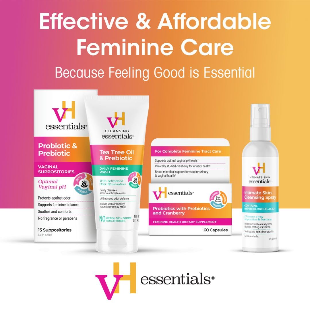vH essentials Intimate Cleansing Spray with Hypochlorous Acid 3 fl oz – Gentle, pH-Balanced Feminine Cleanser for Odor Control, Freshness & Comfort – Alcohol-Free, Sting-Free