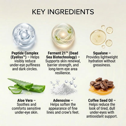 SEACRET Minerals Bio Skin Glow Eye Concentrate, Deeply Hydrating Eye Cream, Reduces the Appearance of Wrinkles and Dark Circles, 0.5 Fl Oz / 15 ml