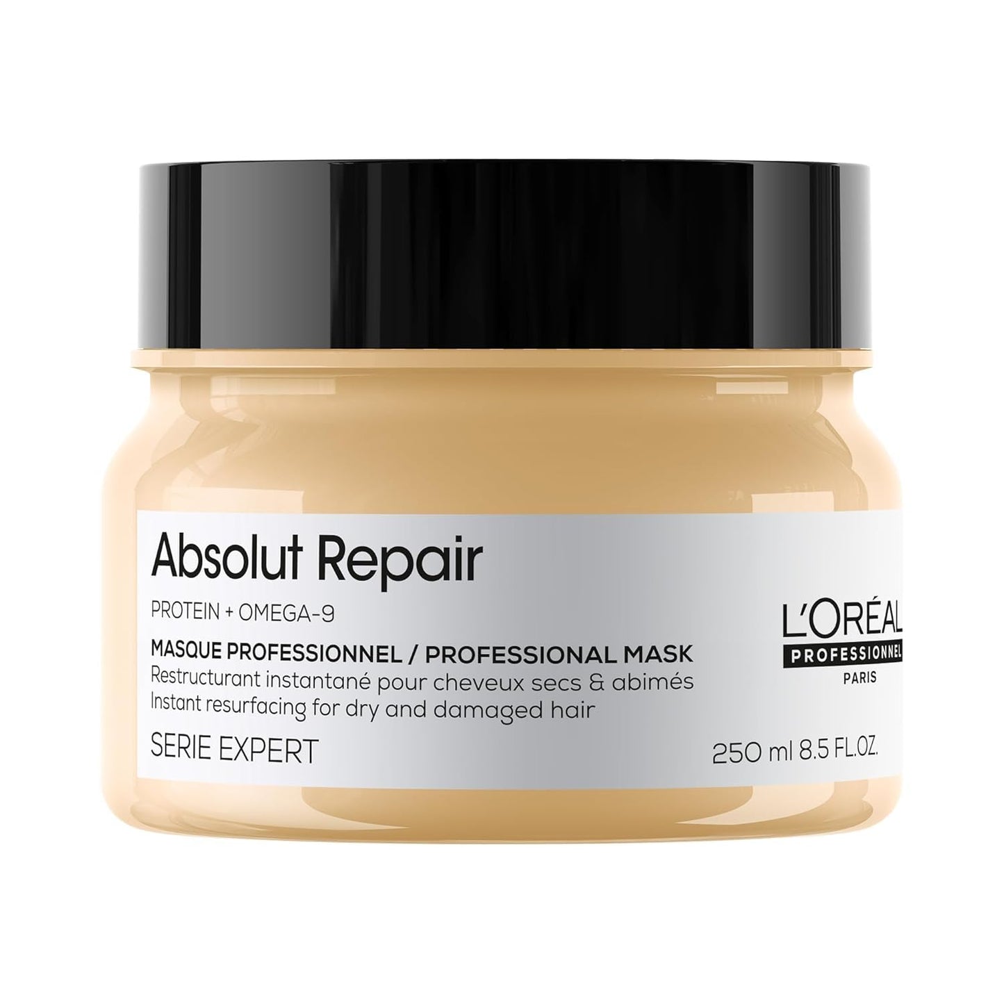 L'Oréal Professionnel Paris Absolut Repair Hair Mask - Hydrates, Repairs Damage & Adds Shine, Nourishing Protein Treatment, For Dry & Damaged Hair