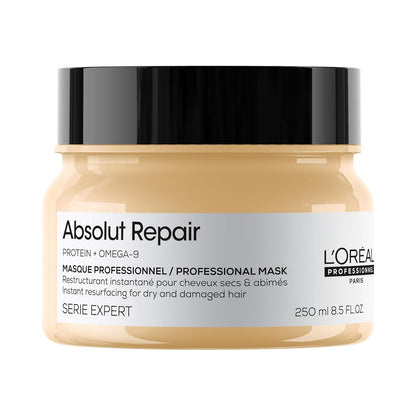 L'Oréal Professionnel Paris Absolut Repair Hair Mask - Hydrates, Repairs Damage & Adds Shine, Nourishing Protein Treatment, For Dry & Damaged Hair