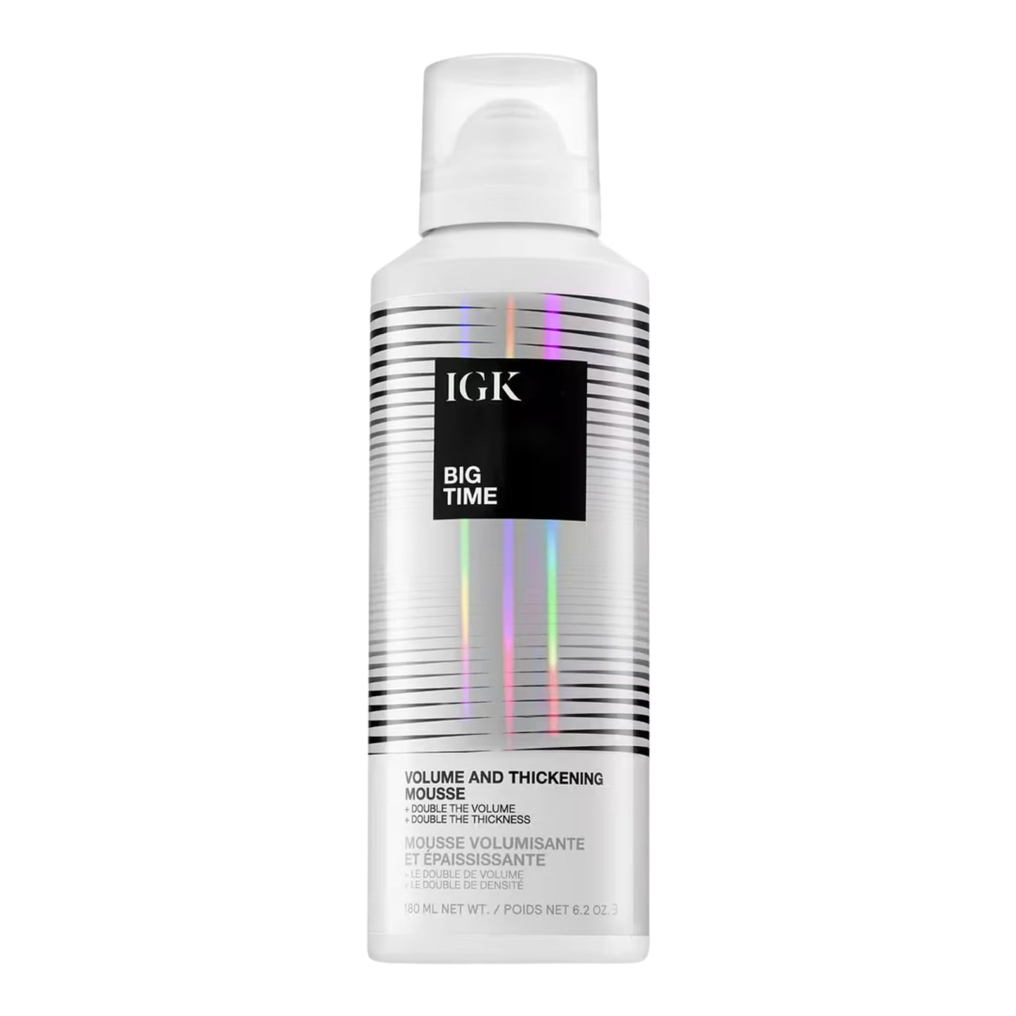 IGK BIG TIME Volume & Thickening Mousse | Flexible Hold Volumizing Styling Foam for Fine, Flat or Curly Hair | Lightweight Body, Frizz Control & Heat Protection | Vegan + Cruelty Free | 6.2 Oz