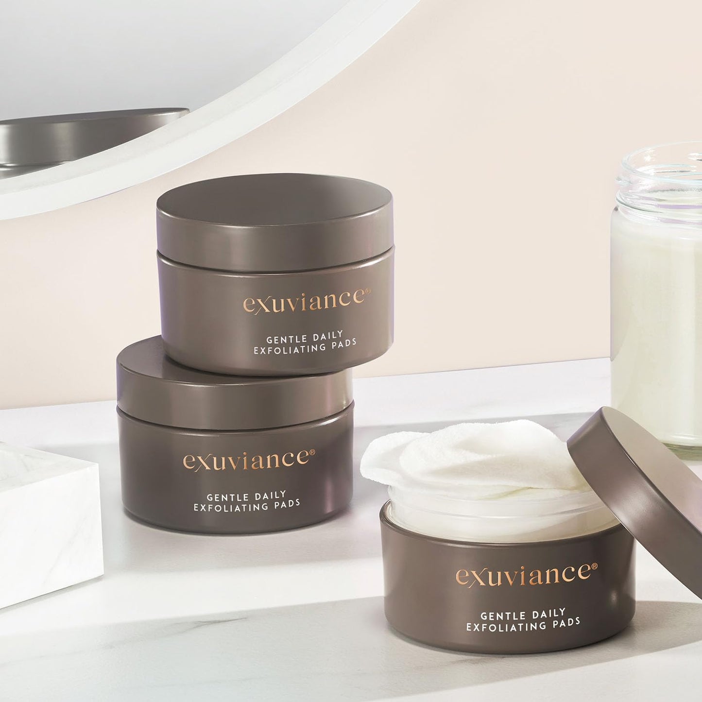 EXUVIANCE Gentle Daily Exfoliating Face Pads with PHA, Vitamin C and E Antioxidants, Green Tea and Cucumber Extracts, 60 pads