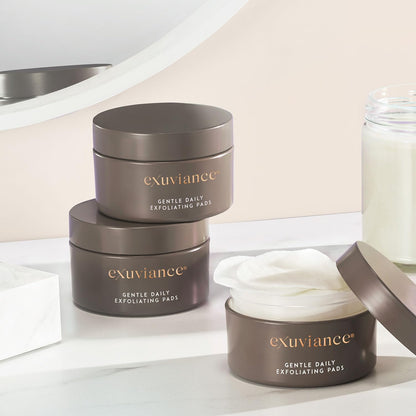 EXUVIANCE Gentle Daily Exfoliating Face Pads with PHA, Vitamin C and E Antioxidants, Green Tea and Cucumber Extracts, 60 pads