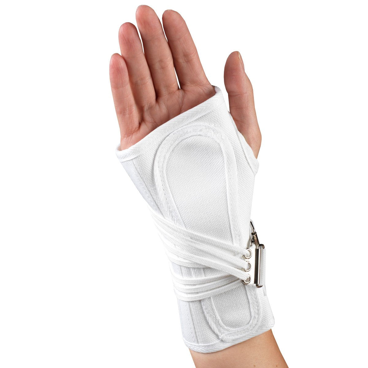OTC Wrist Splint, Cock-Up Lacing, Canvas, ProChoice, White, Medium (Right Hand)