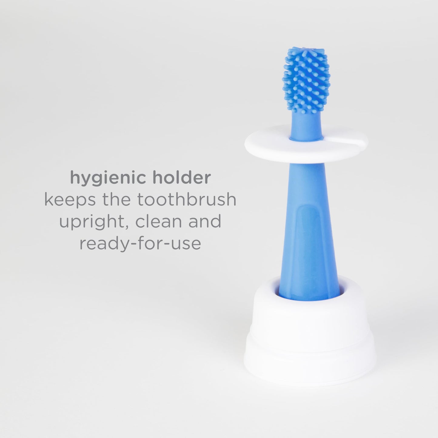 Ubbi Grow with Me Toothbrush Training Set for Babies and Toddlers, Includes Silicone Finger Brush, 360° and Soft Bristled Toothbrush, Polaris Blue