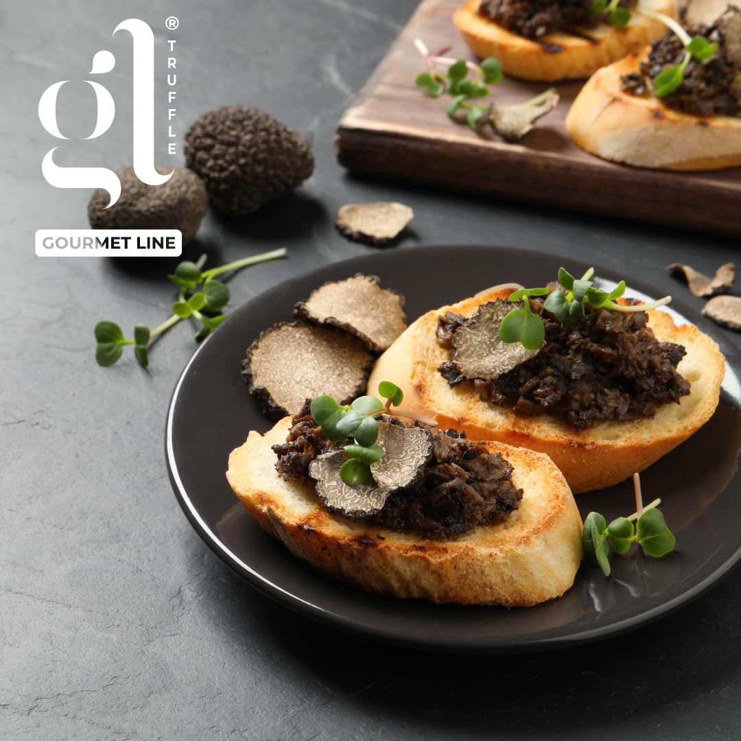GL Truffle GOURMET LINE Premium Minced Black Truffle Sauce, Larger Size, Salsa Tartufata, Black Truffle Pate, Truffle Zest, An Indulgent Delight from Italy, 180 gm (6.4 oz)
