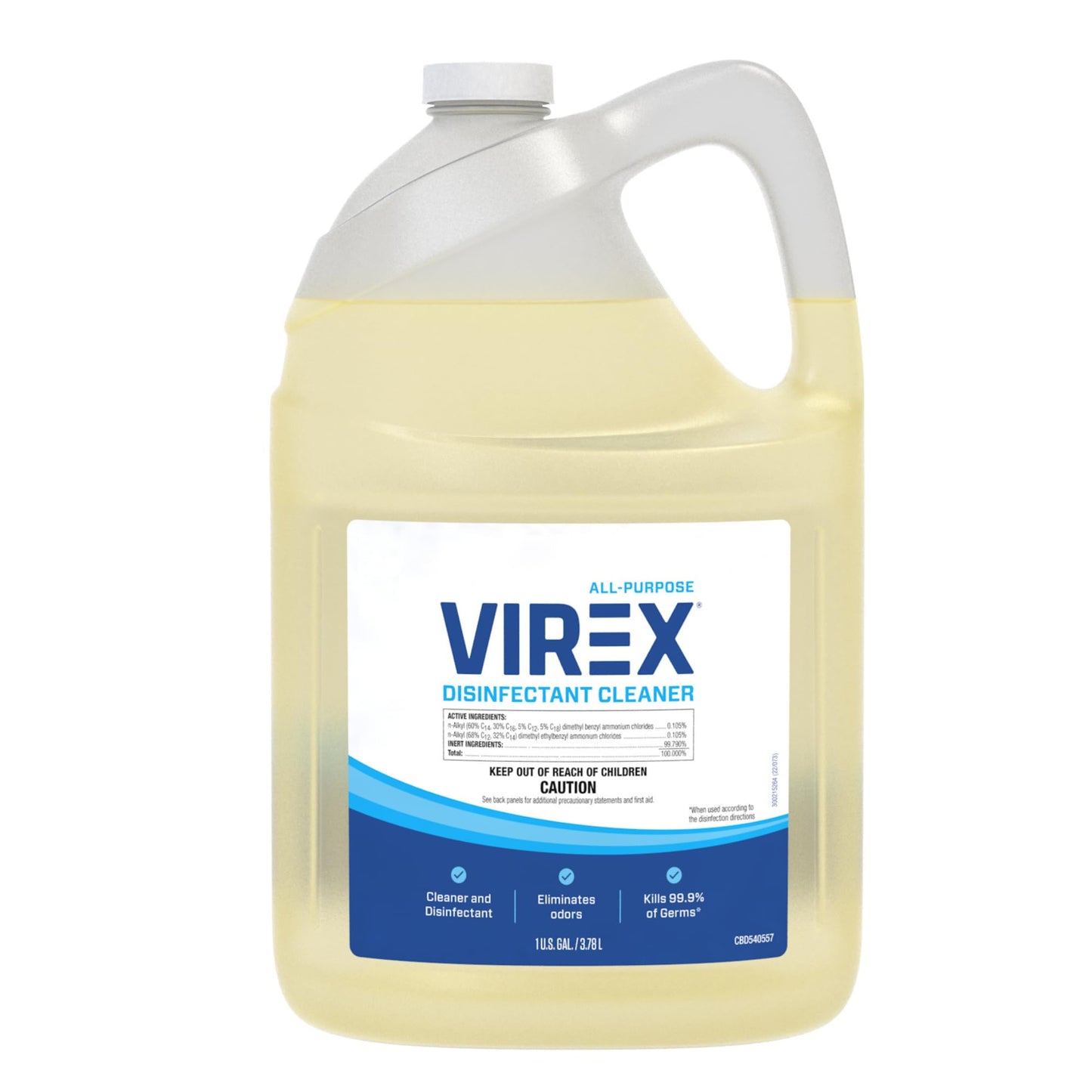VIREX Diversey CBD540557 All Purpose Disinfectant Cleaner, For Home & Commercial Use, Kills 99.9% of Germs, Multi-Surface, Lemon Scent, 1 Gallon