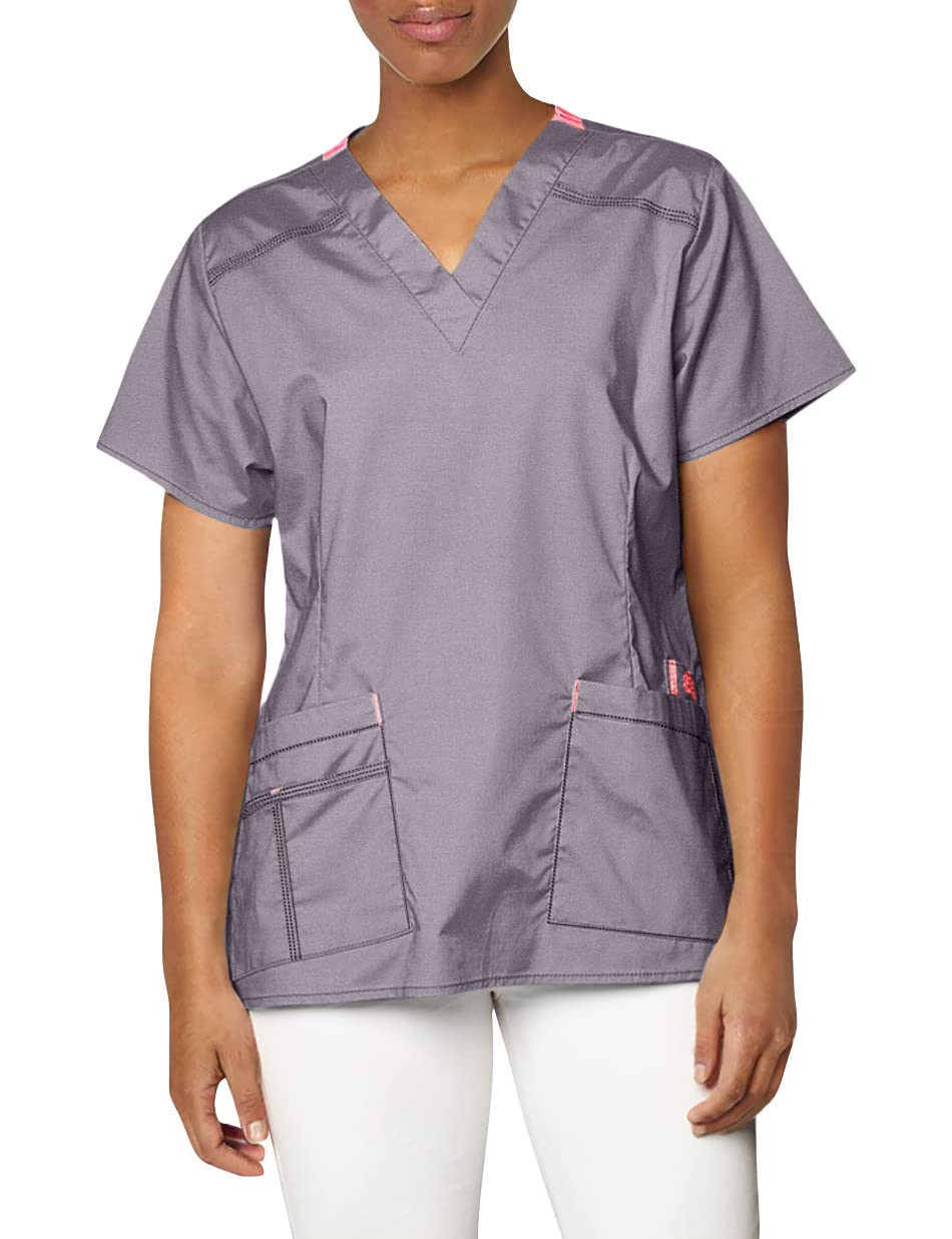 WonderWink Women's Wonderflex Verity Scrub Top, Pewter, Small