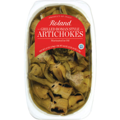 Roland Foods Grilled Roman Style Artichoke Hearts Marinated in Oil, Specialty Imported Food, 67 Ounce, Pack of 1