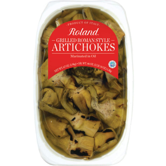 Roland Foods Grilled Roman Style Artichoke Hearts Marinated in Oil, Specialty Imported Food, 67 Ounce, Pack of 1