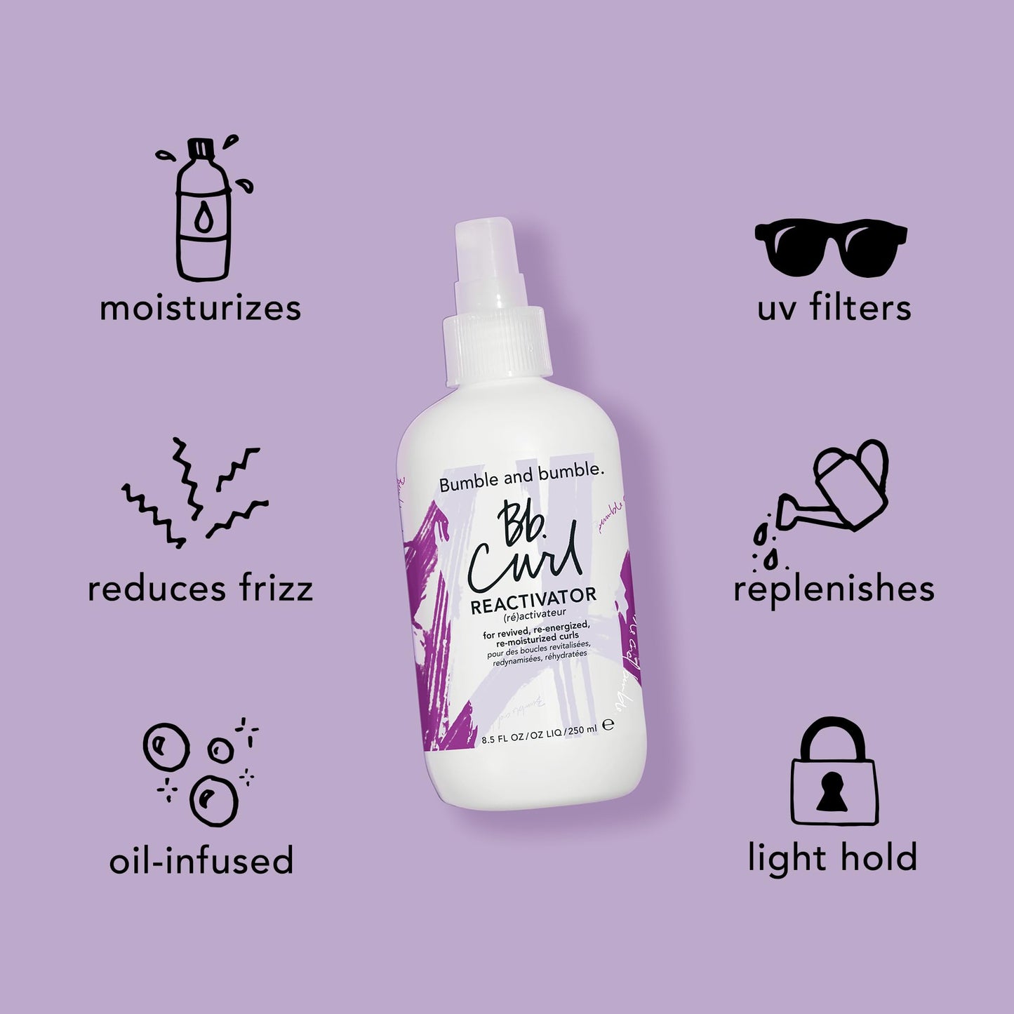 Bumble and bumble. Curl Reactivator Hair Mist | For Revived + Re-moisturized Coils, Curls, Waves | Anti Frizz | UV Protection| With Jojoba, Avocado + Coconut Oil
