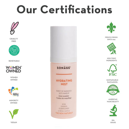 Sonage Hydrating Face Mist: Alcohol-Free Facial Spray with Snow Mushroom & Rose Water | Sets Makeup