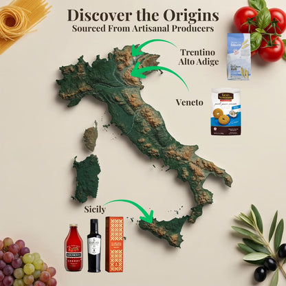Brava Guilia Gluten Free Dinner Gift Box and Dessert Kit With Organic Pasta, Olive Oil, Tomato Sauce and Cookies all made in Italy