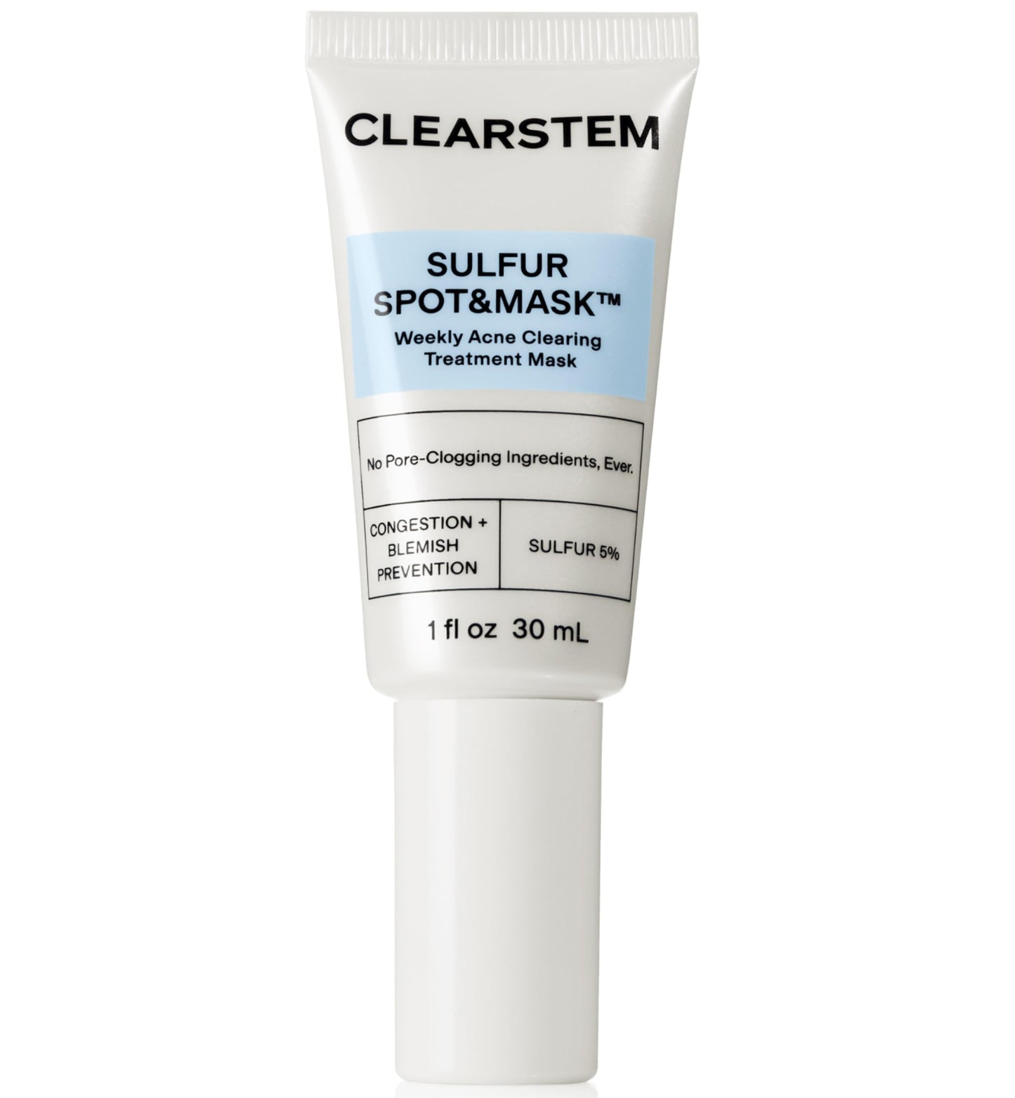 CLEARSTEM SULFUR SPOT&MASK Face Mask for Acne - Sulfur Spot Cleanser Facial Mask - Weekly Acne Face Mask for Clear & Smooth Skin - Made with Kaolin Clay & Glycolic to Reduce Blackheads & Blemishes