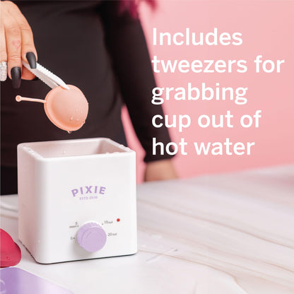 Pixie Menstrual Cup & Disc Boiler Sterilizer - Easily Clean Your Period Cup in Boiling Water! Kills 99.9% of Germs with Cleaner Solution for Feminine Care - FSA Eligible and HSA Eligible