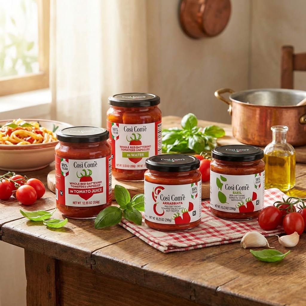 Cosi Come - Datterino Red Tomatoes Unpeeled in Water, Datterini Tomatoes in water (12.354 oz) 350 g, Low-acid, No additives, No preservatives, 100% Natural, Non-GMO, Product of Italy