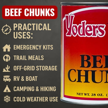 Yoder's Canned Premium Boneless Beef Chunks, 28 Oz(1 lb.12 Oz,1 can)