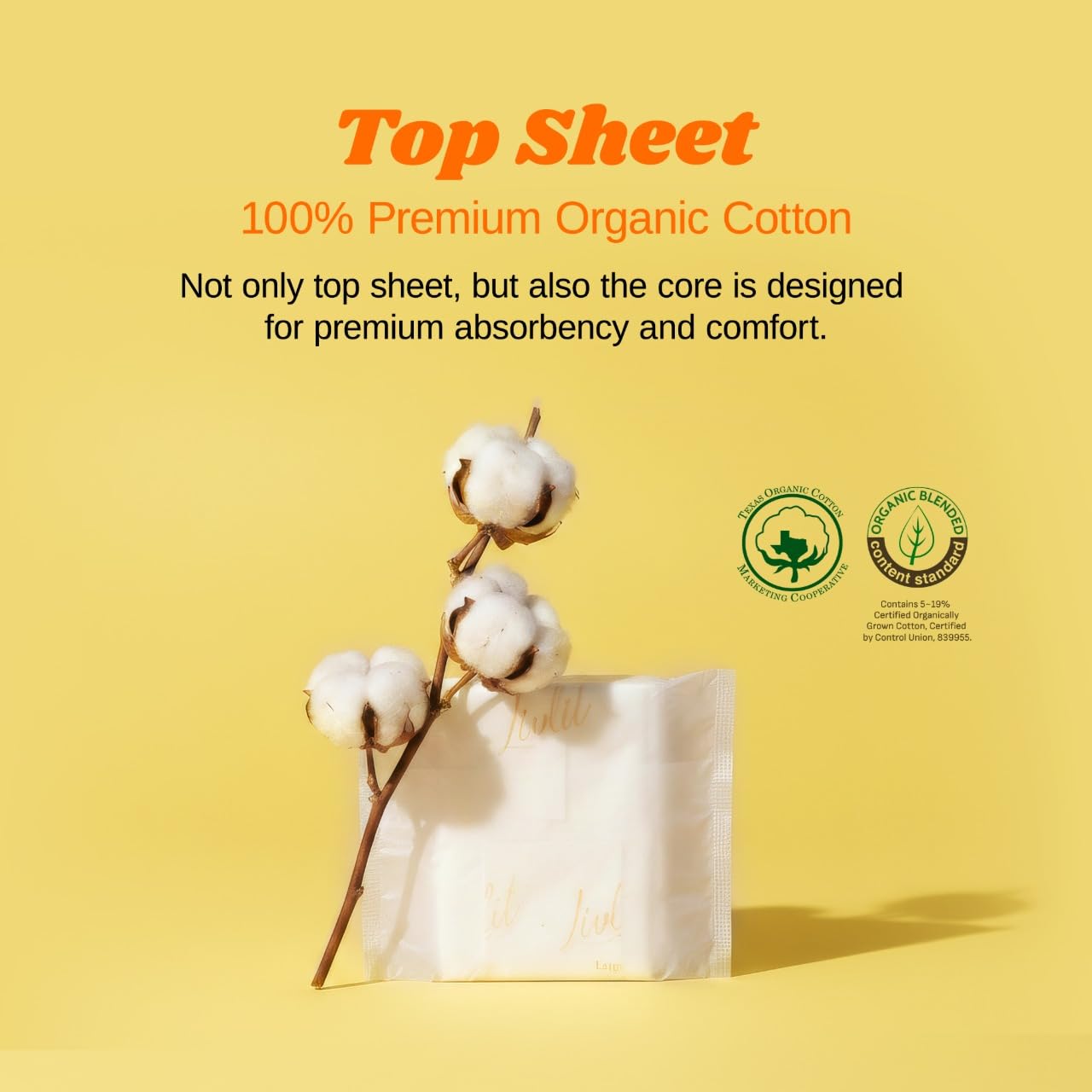 Livlit Organic Cotton Sanitary Pad Bundle – Large Pads 32pcs + Super Long Pads 10pcs, Chlorine Free, Unscented, Ultra Absorbent Period Care