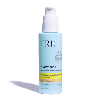 Tinted Mineral Sunscreen with Non-Nano Zinc Oxide, SPF 30 Face Moisturizer, GLOW ME by FRE Skincare (Medium-Deep) - Hydrating Lightweight Face Cream for Smoother & Glowing Skin - Reef-Safe Sunscreen