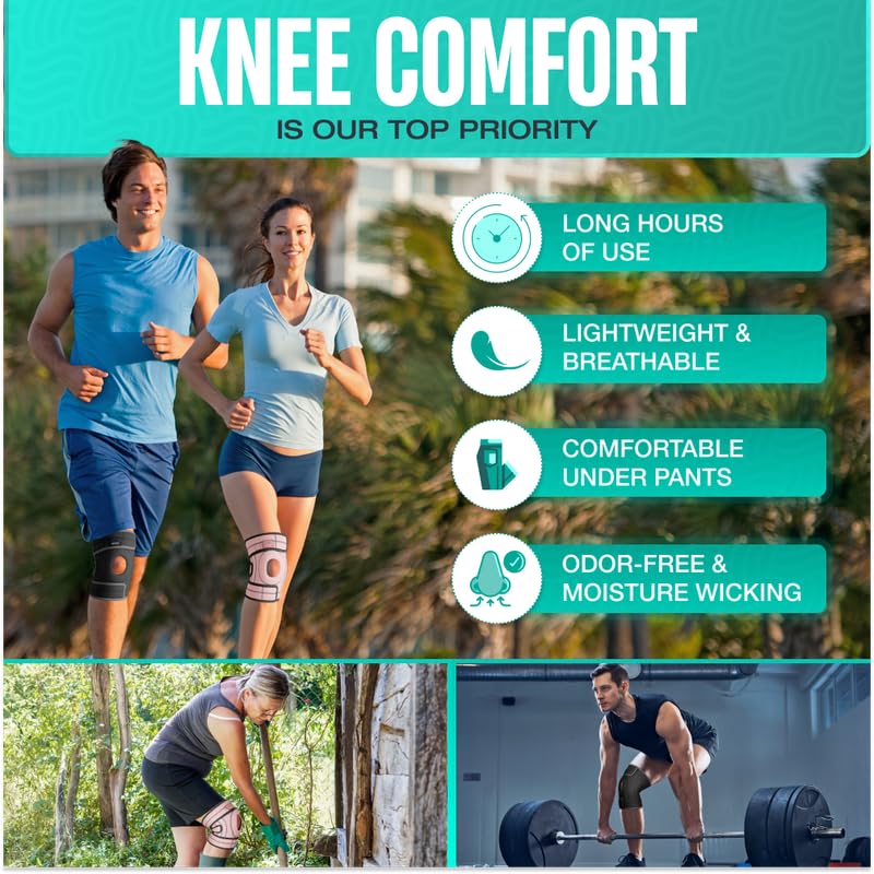 Modvel ELITE Knee Brace With Side Stabilizers & Patella Gel Pads for Maximum Knee Pain Support and Fast Recovery for Men and Women, Knee Pad for Running, Workout, Arthritis, Joint Recovery