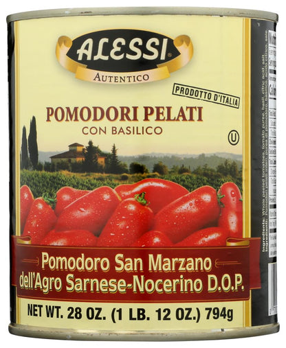 Alessi D.O.P. Whole Peeled San Marzano Tomatoes with Basil, 28 oz (Pack of 6)6