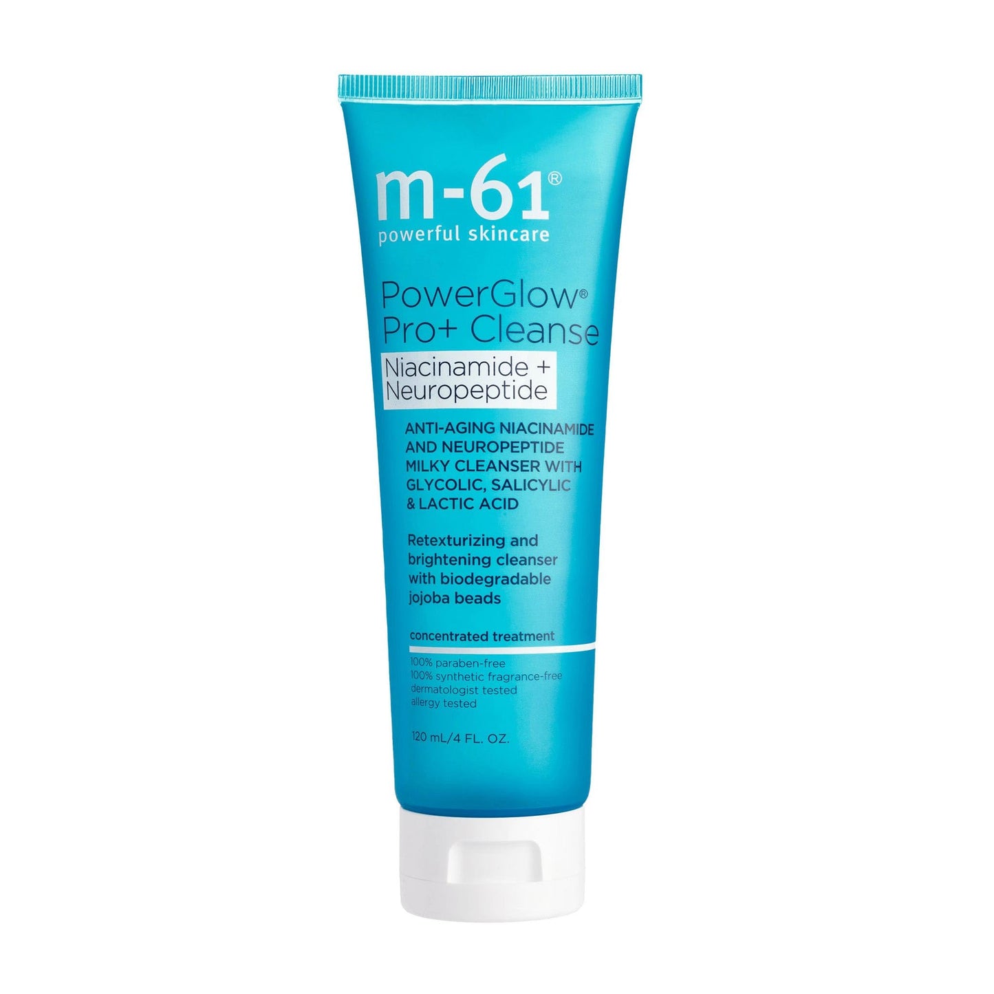 m-61 PowerGlow Pro+ Cleanse | Retexturizing, Brightening Milky Cleanser With Gentle Physical Exfoliators, Glycolic, Salicylic, Lactic Acid, 4 Fl Oz
