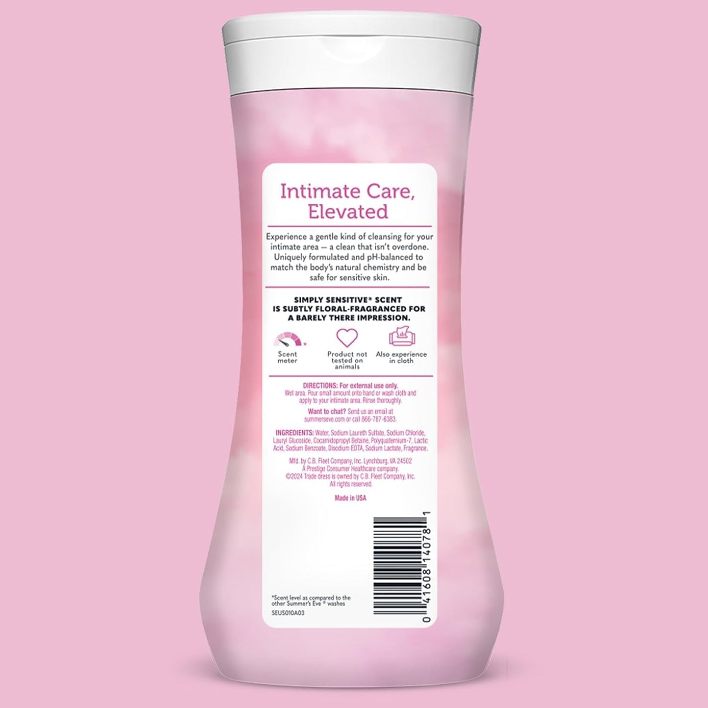 Summer's Eve Simply Sensitive Daily Gentle Feminine Wash & Wipes Bundle, 15 fl oz Body Wash & 32 Count Wipes
