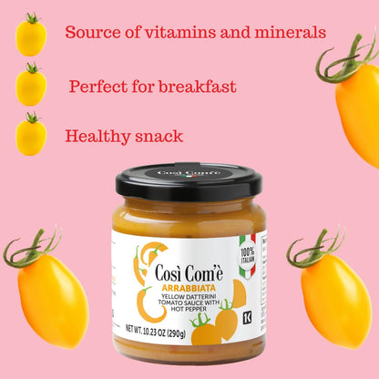 Cosi Come - Arrabiata Pasta Sauce, Yellow Datterino Tomatoes Sauce with Chili Pepper