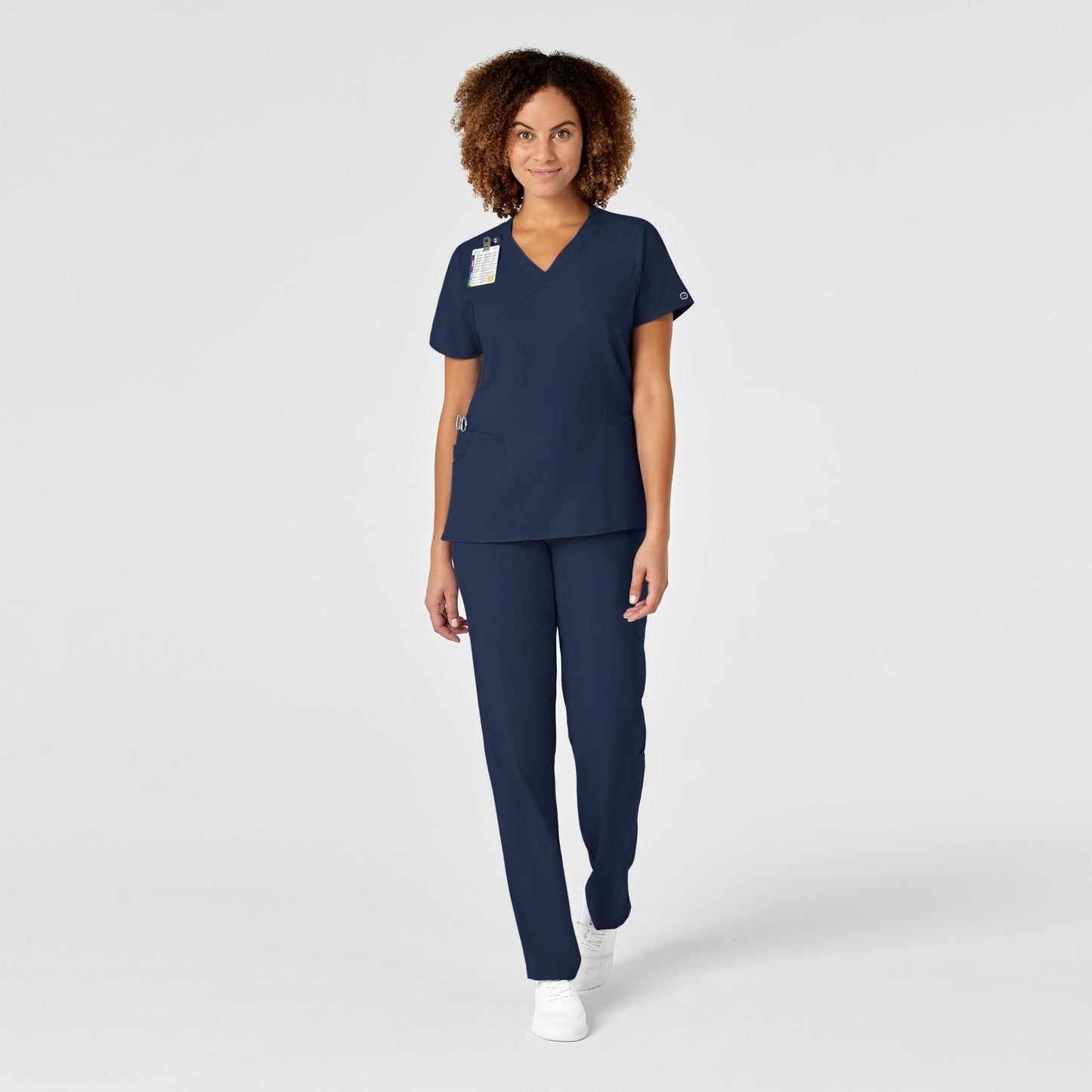 WonderWink Women's Plus-Size Women's Mock Wrap Top Shirt, Navy, 4-XLarge