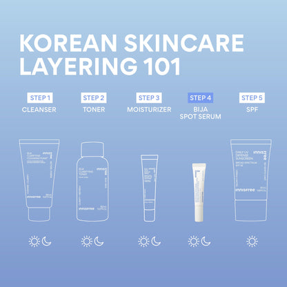 innisfree Bija Spot Serum with Salicylic Acid & Castor Oil, Korean Treatment for Acne, Pore Care, Smooth Skin