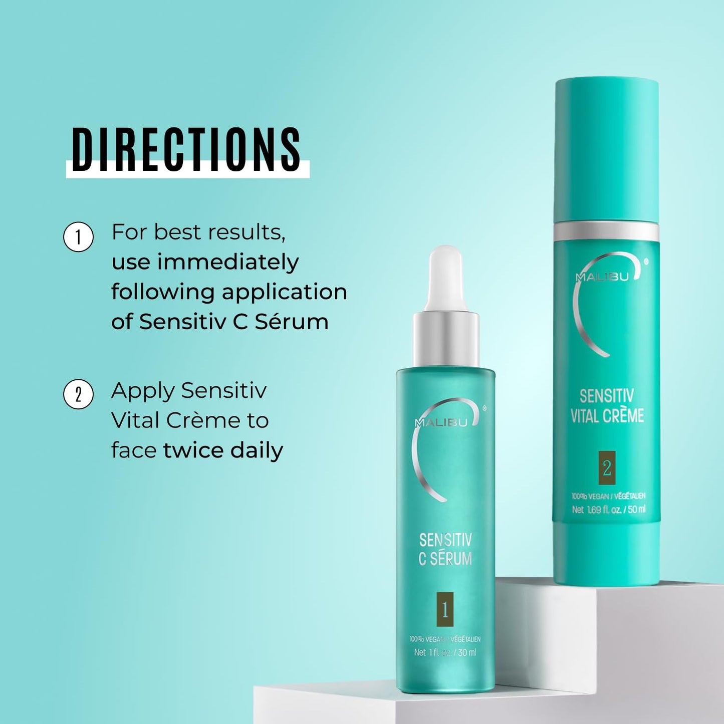 Malibu C Sensitiv Vital Crème Face Moisturizer - Non-Comedogenic Moisturizer for Combination Skin - Lightweight Formula Enriched with Pro Vitamin B5 & Jojoba Esters (1.69 oz)