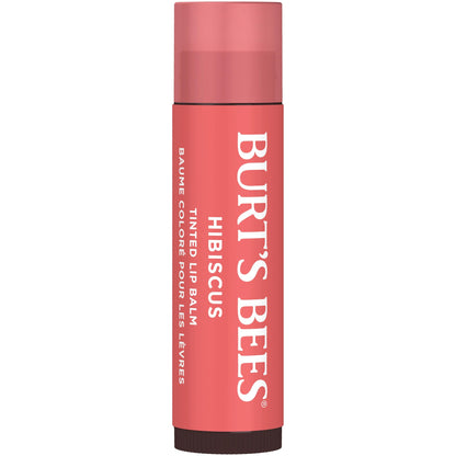 Burt's Bees Easter Basket Stuffers, Lip Tint Balm with Long Lasting 2 in 1 Duo Tinted Balm Formula, Color Infused with Hydrating Shea Butter for a Natural Looking Buildable Finish, Hibiscus (2-Pack)