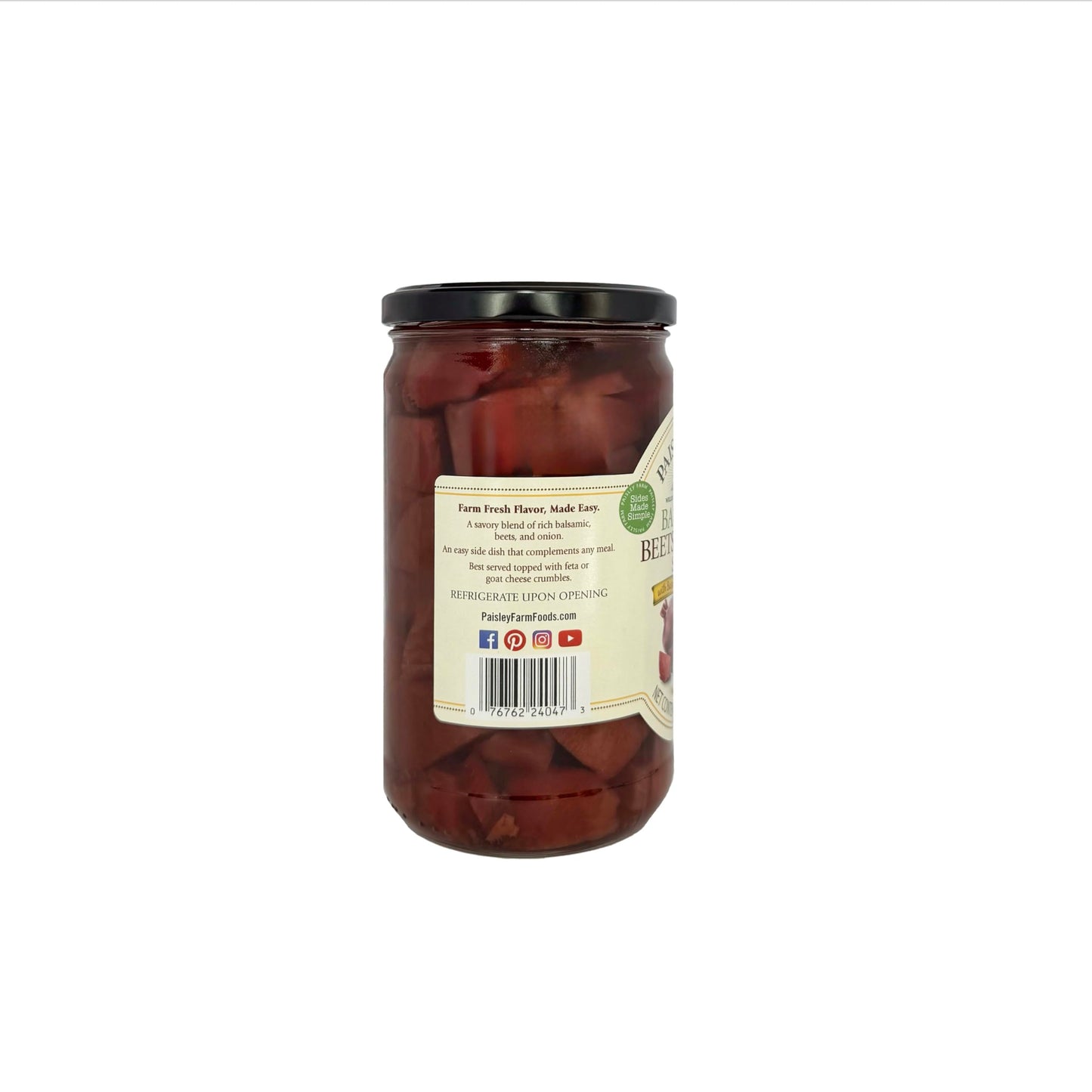 Paisley Farm Balsamic Beets & Onion Salad 6-Pack – Sweet & Tangy Pickled Beets with Onions in Balsamic Vinegar – Ready-to-Serve Gourmet Side Dish – 24 oz Jars