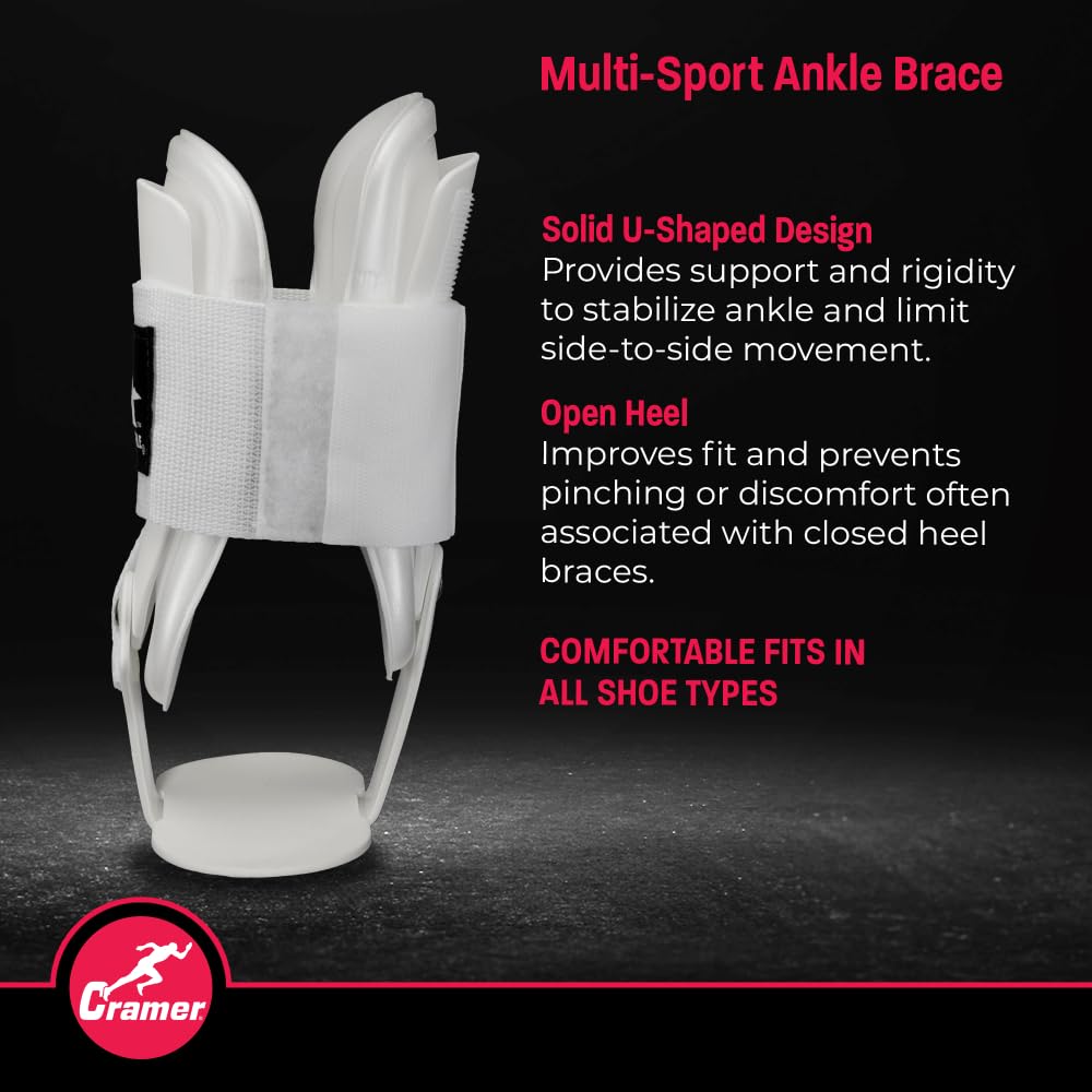 Active Ankle T2 Ankle Brace, Rigid Ankle Stabilizer for Protection & Sprain Support for Volleyball, Cheerleading, Ankle Compression Braces for Men & Women, White, Large