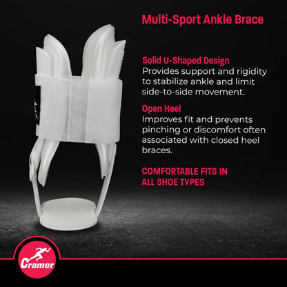 Active Ankle T2 Ankle Brace, Rigid Ankle Stabilizer for Protection & Sprain Support for Volleyball, Cheerleading, Ankle Compression Braces for Men & Women, White, Large