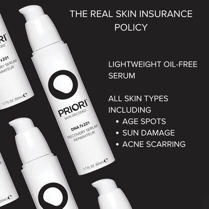 Priori Skincare DNA Recovery Serum Repairing, Correcting Age Defying Day & Night Face Treatment Free Radical Protection Beauty Boost Intense Hydration Oil Free Fragrance Free 1.7 fl oz