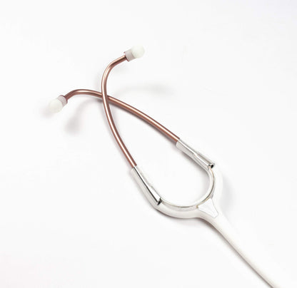 ADC Adscope Lite 619 Ultra Lightweight Clinician Stethoscope with Tunable AFD Technology, Lifetime Warranty, Rose Gold with White Tubing