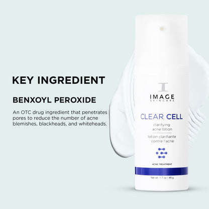 IMAGE Skincare, CLEAR CELL Clarifying Acne Lotion Treatment, with Benzoyl Peroxide, Treats and Prevents Acne Blemishes, 1.7 oz