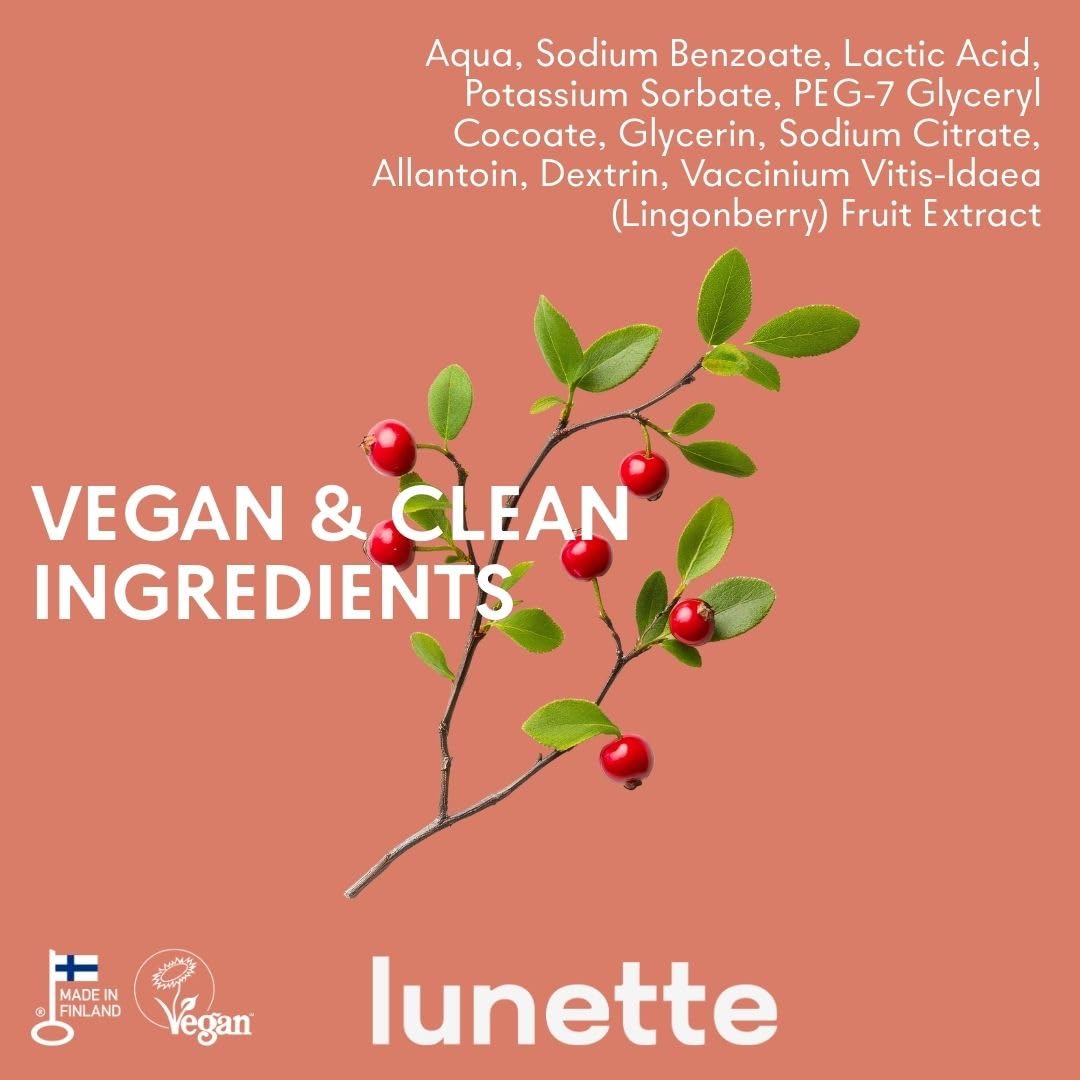 Lunette Yoni Wipes – Best Feminine Wipes for Intimate care - pH-balanced & Gentle - Vegan & Compostable - Travel-friendly for on-the-go & Public bathrooms, Made in Finland, 20 Pack
