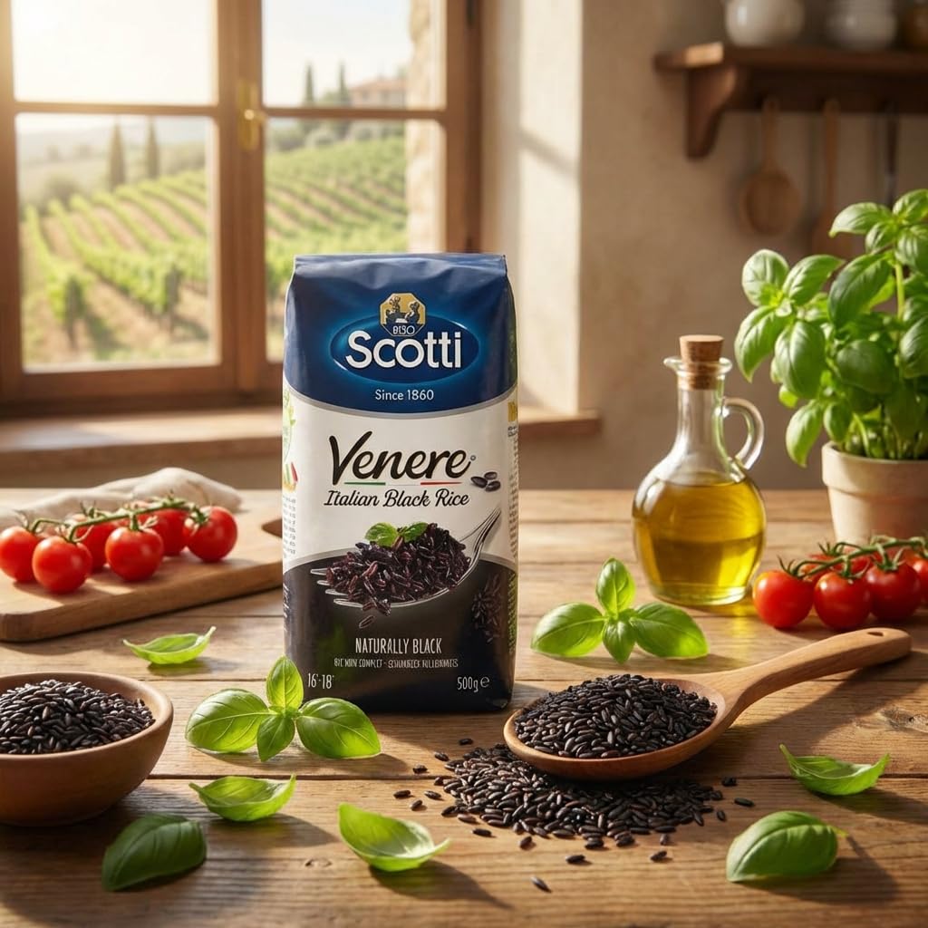 Riso Scotti Black Grain Rice, 2 Pack x 1.1 lb, Product of Italy, Venere, Premium Quality, Wild Ancient Whole Grain Purple Rice, Product of Italy