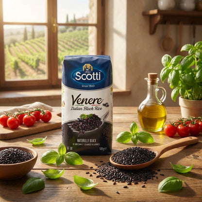 Riso Scotti Black Grain Rice, 2 Pack x 1.1 lb, Product of Italy, Venere, Premium Quality, Wild Ancient Whole Grain Purple Rice, Product of Italy
