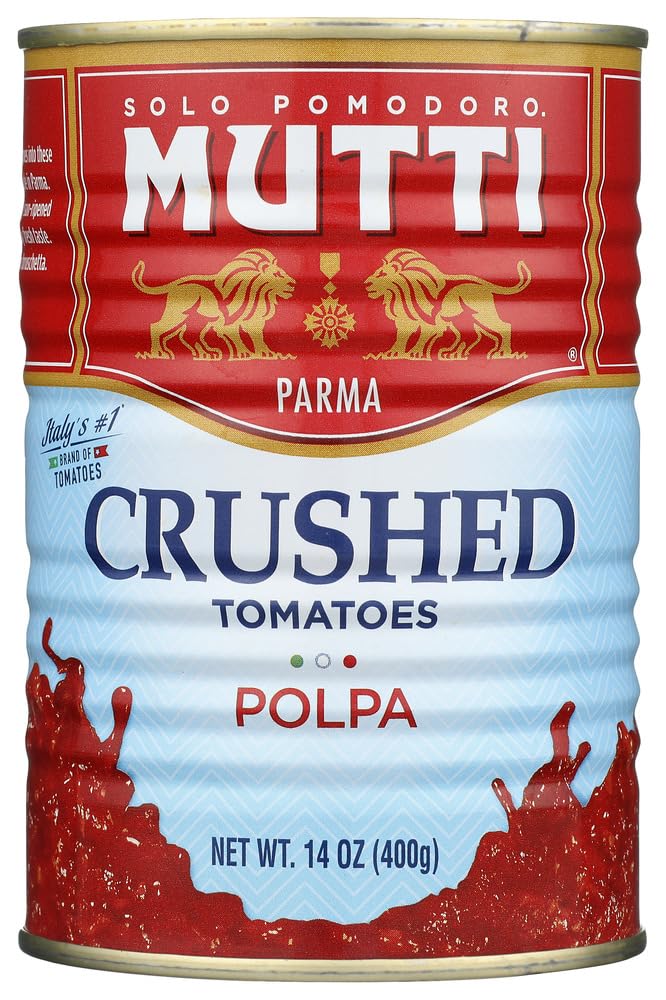Mutti Crushed Tomatoes (Polpa), 14 oz. | 6 Pack | Italy’s #1 Brand of Tomatoes | Fresh Taste for Cooking | Canned Tomatoes | Vegan Friendly & Gluten Free | No Additives or Preservatives