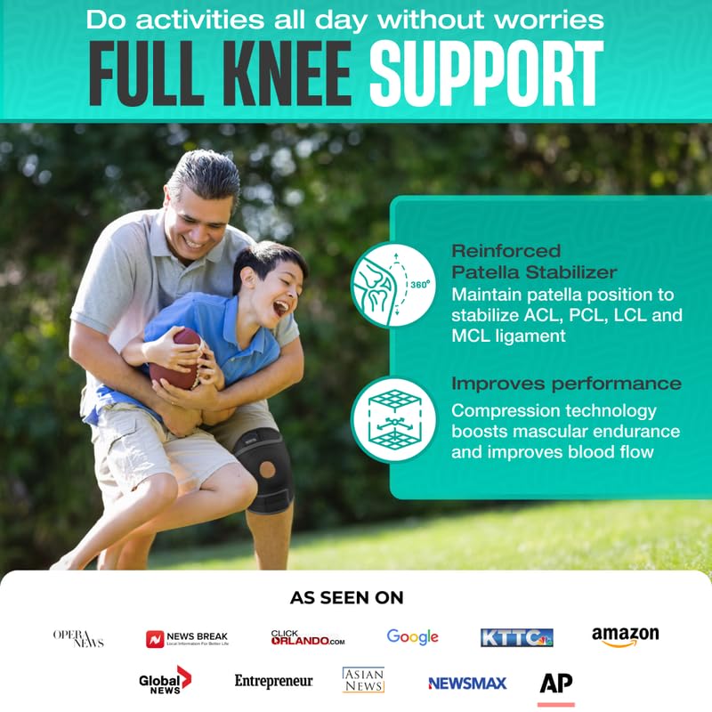 Modvel ELITE Knee Brace With Side Stabilizers & Patella Gel Pads for Maximum Knee Pain Support and Fast Recovery for Men and Women, Knee Pad for Running, Workout, Arthritis, Joint Recovery