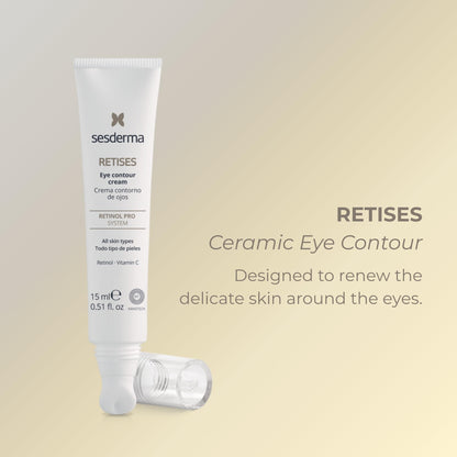 Sesderma RETISES Ceramic Eye Contour | Anti-Aging Eye Cream with Retinol & Vitamin C | Reduces Wrinkles, Puffiness & Dark Circles | Cooling Ceramic Applicator 0.5 fl. Oz