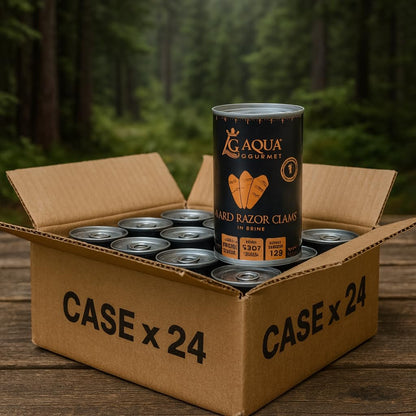 Aqua Gourmet - Canned Hard Razor Clams in Brine, Premium Chilean Seafood, 15 oz Can, Ready to Eat