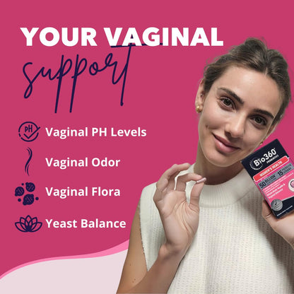 Bio360 Probiotics for Women Vaginigal Health - Supports pH Balance, Vaginal, Urinary, & Digestive Health - 50 Billion CFU & 15 Unique Strains for Healthy Vaginal Odor & Vaginal Flora - Shelf Stable