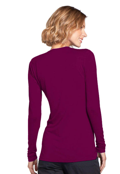 Cherokee Long Sleeve Underscrub for Women Modern Classic fit Soft Crew Neck Knit Tee with 2-Way Stretch - 4881