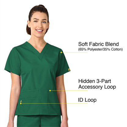 WonderWink womens Origins Bravo V-Neck Top, Hunter Green, X-Small